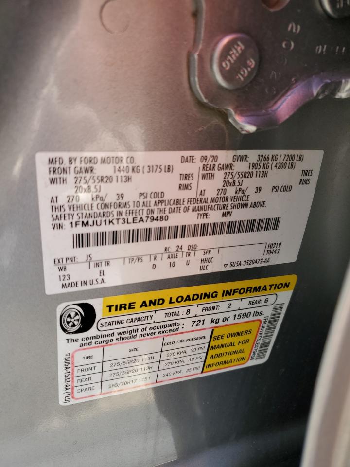 2020 Ford Expedition Limited VIN: 1FMJU1KT3LEA79480 Lot: 92533885