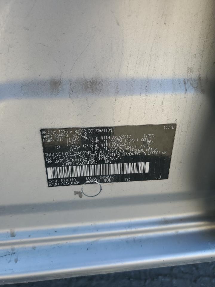 2011 Toyota Rav4 VIN: JTMBF4DV5BD041823 Lot: 91695845