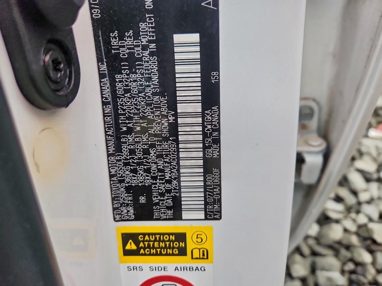 2010 Lexus Rx 350 VIN: 2T2BK1BA2AC029971 Lot: 94104835