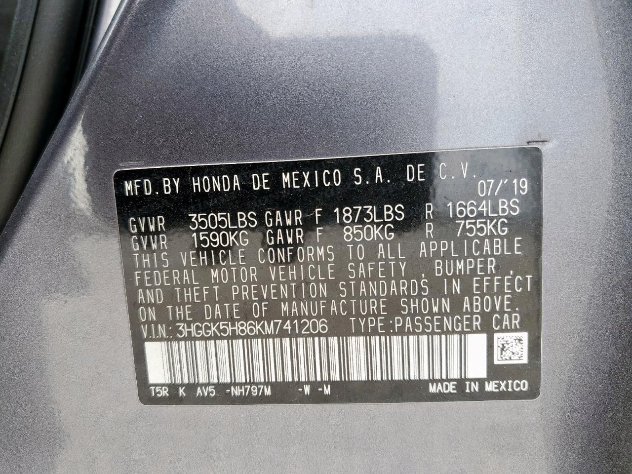 2019 Honda Fit Ex VIN: 3HGGK5H86KM741206 Lot: 93338585