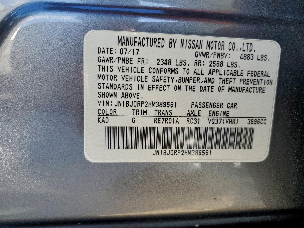 2017 Infiniti Qx50 VIN: JN1BJ0RP2HM389561 Lot: 93469835