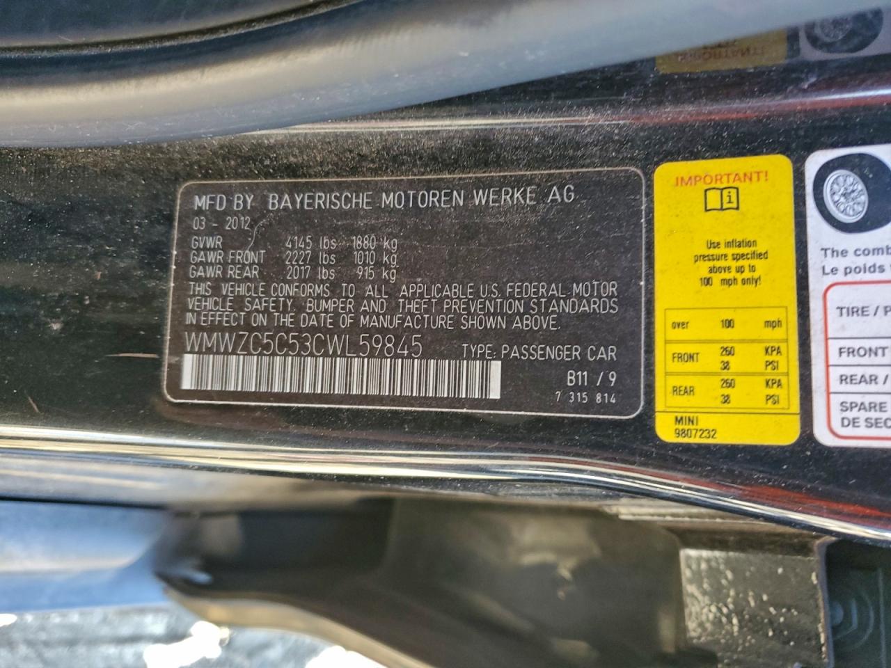 2012 Mini Cooper S Countryman VIN: WMWZC5C53CWL59845 Lot: 94349485