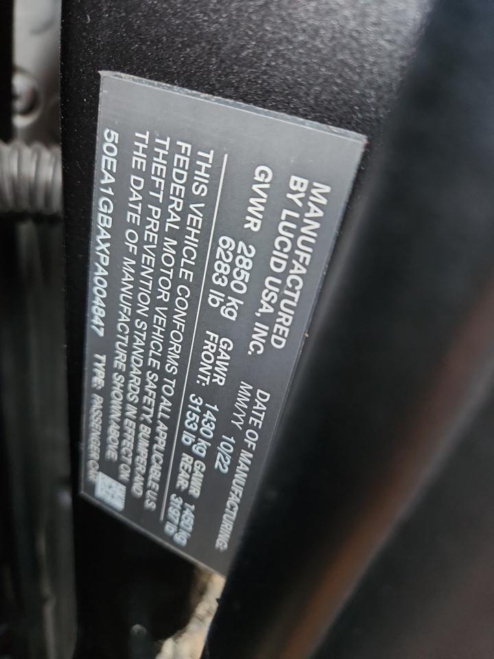 2023 Lucid Motors Air Grand Touring VIN: 50EA1GBAXPA004847 Lot: 92067615