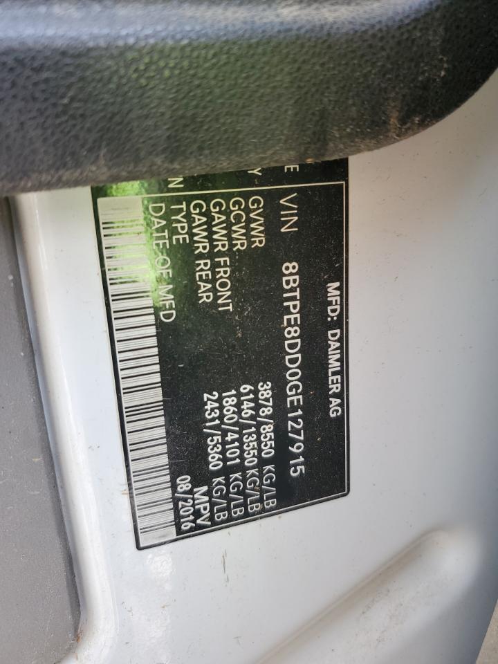 2016 Mercedes Benz Sprinter 2500 Delivery Van VIN: 8BTPE8DD0GE127915 Lot: 90341775