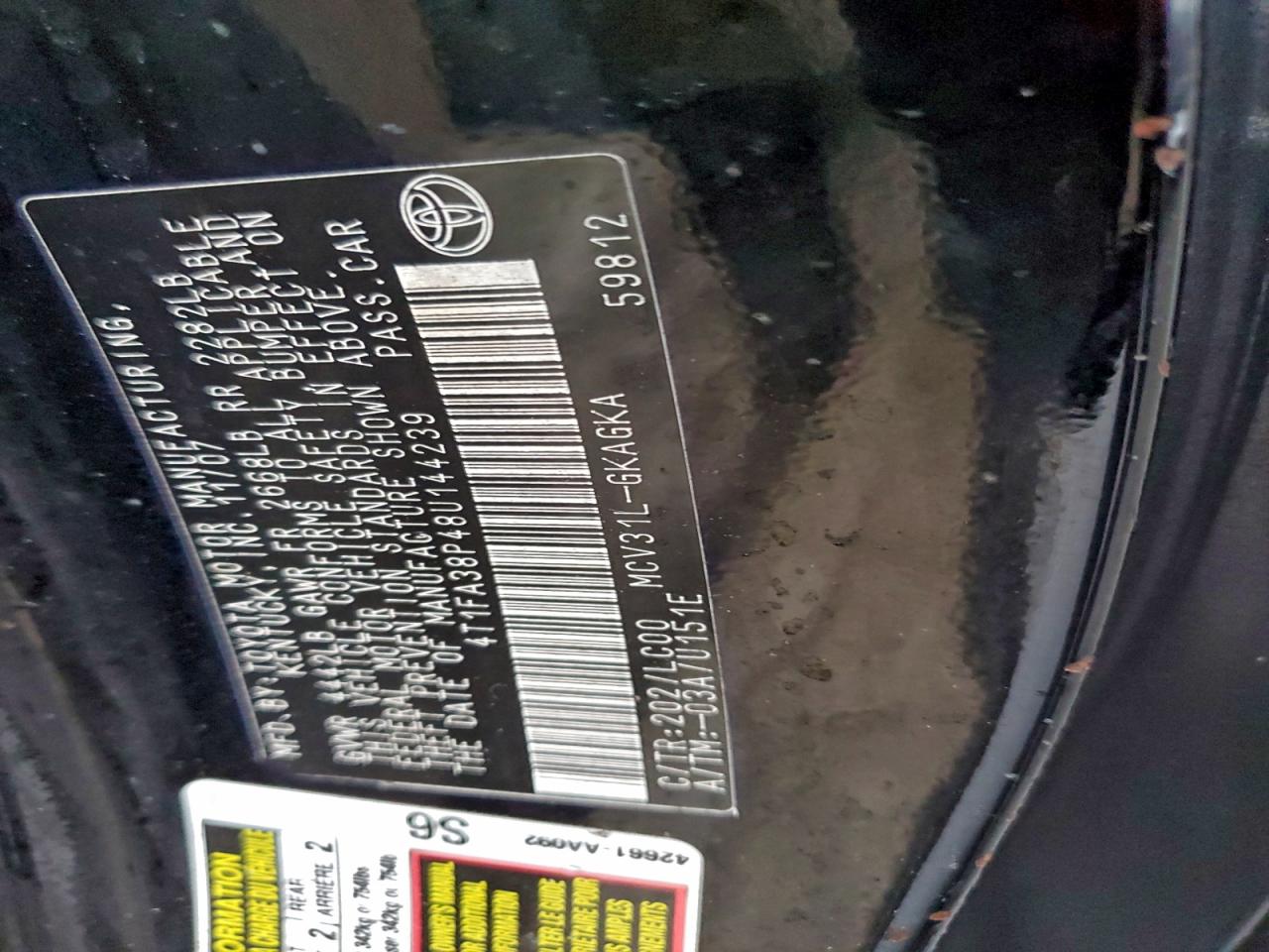 2008 Toyota Camry Solara Se VIN: 4T1FA38P48U144239 Lot: 94321305