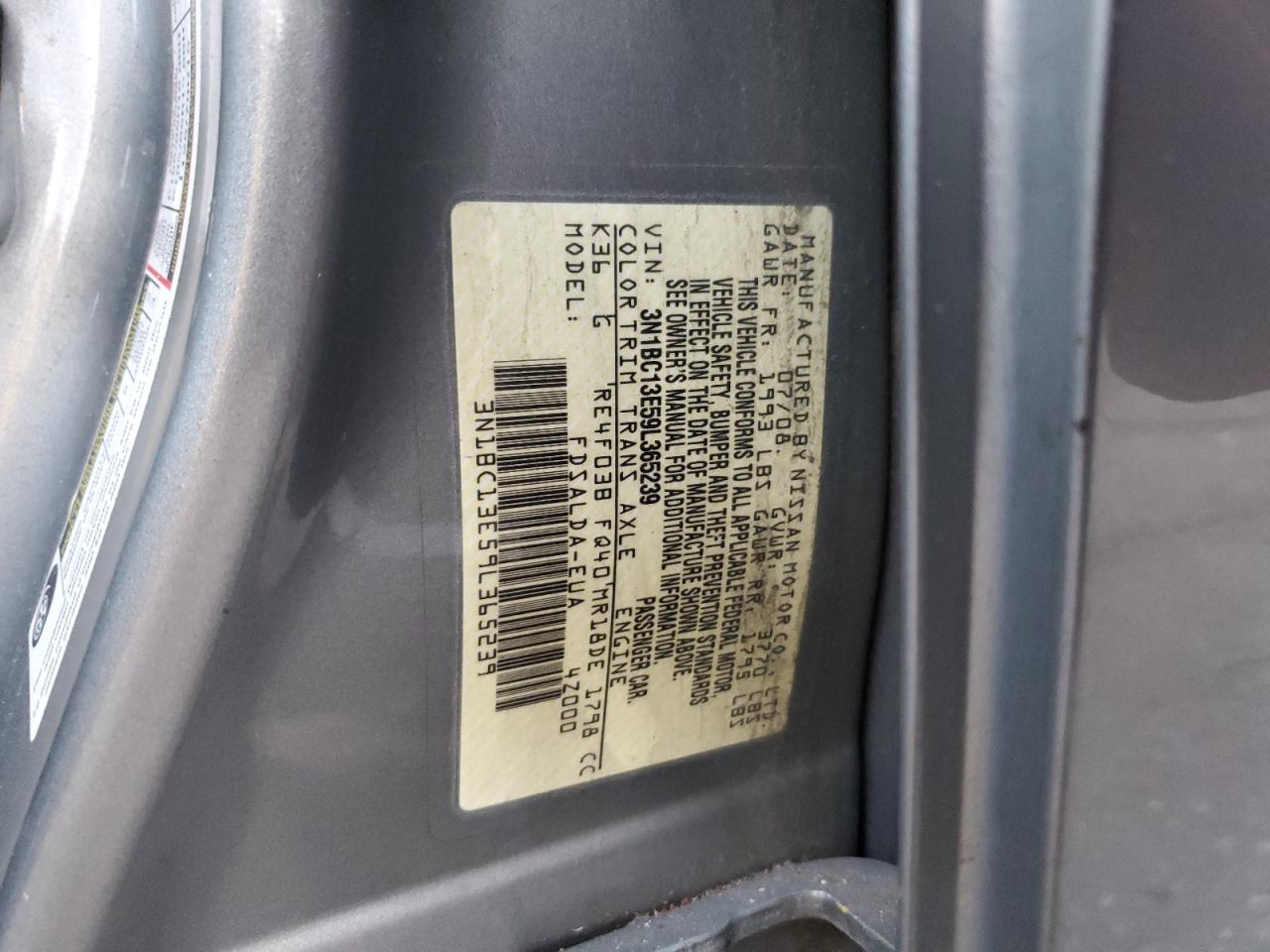 2009 Nissan Versa S VIN: 3N1BC13E59L365239 Lot: 92400275