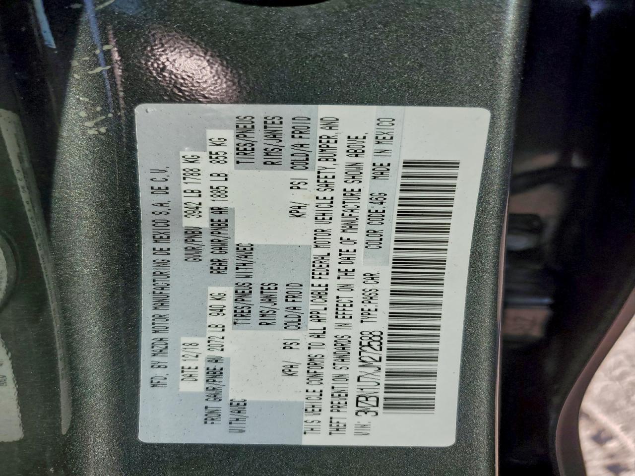 2018 Mazda 3 Sport VIN: 3MZBN1U7XJM272588 Lot: 94608665