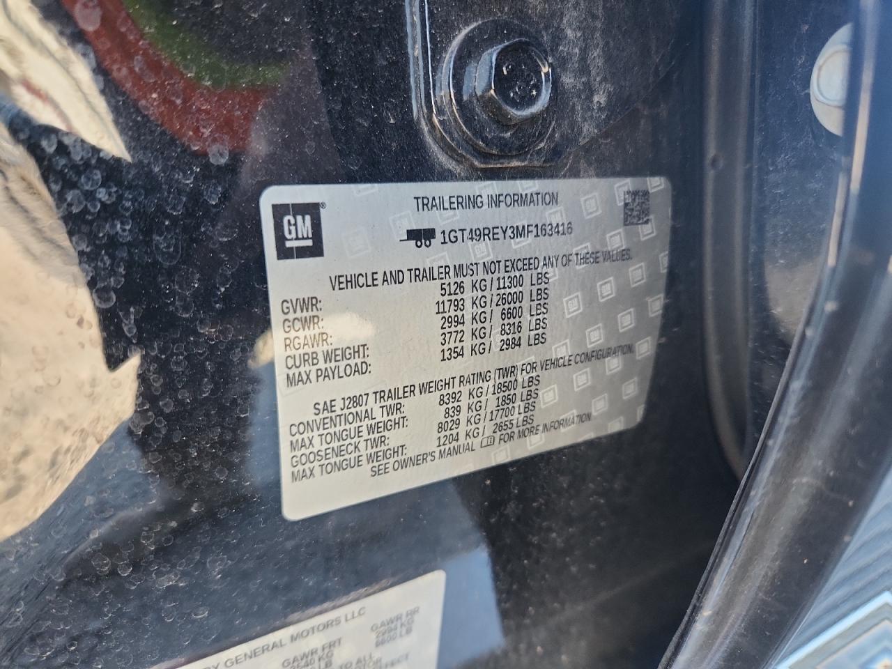 2021 GMC Sierra K2500 Denali VIN: 1GT49REY3MF163416 Lot: 92940425