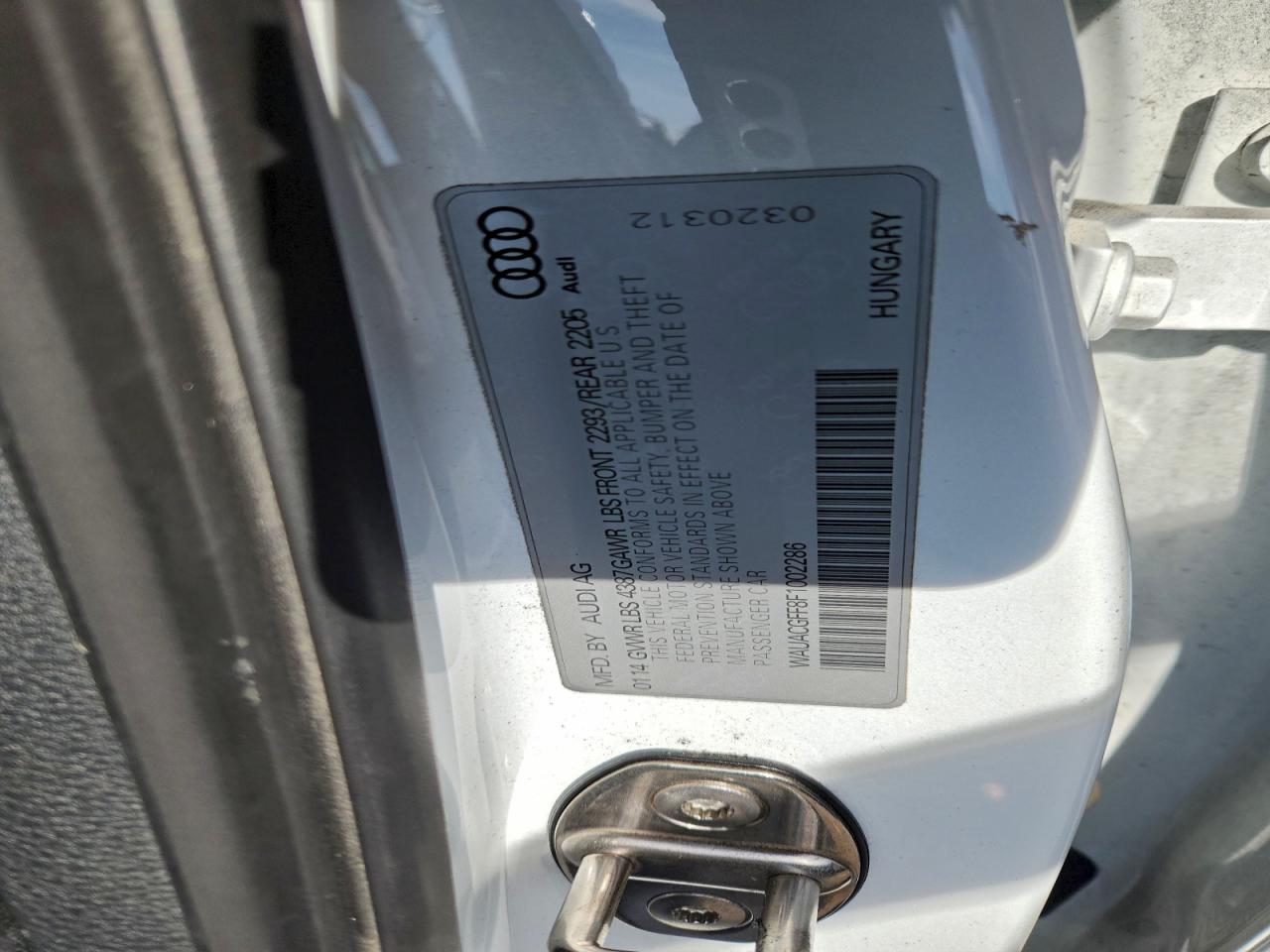 2015 Audi A3 Premium VIN: WAUACGFF8F1002286 Lot: 93831885