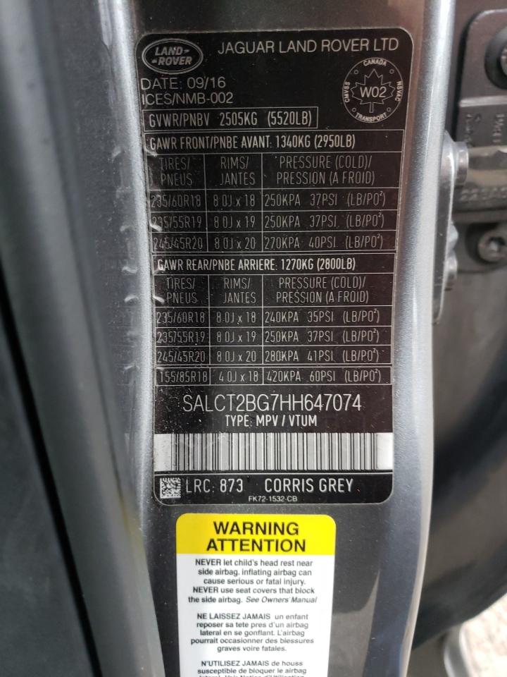 2017 Land Rover Discovery Sport Hse Luxury VIN: SALCT2BG7HH647074 Lot: 91565865