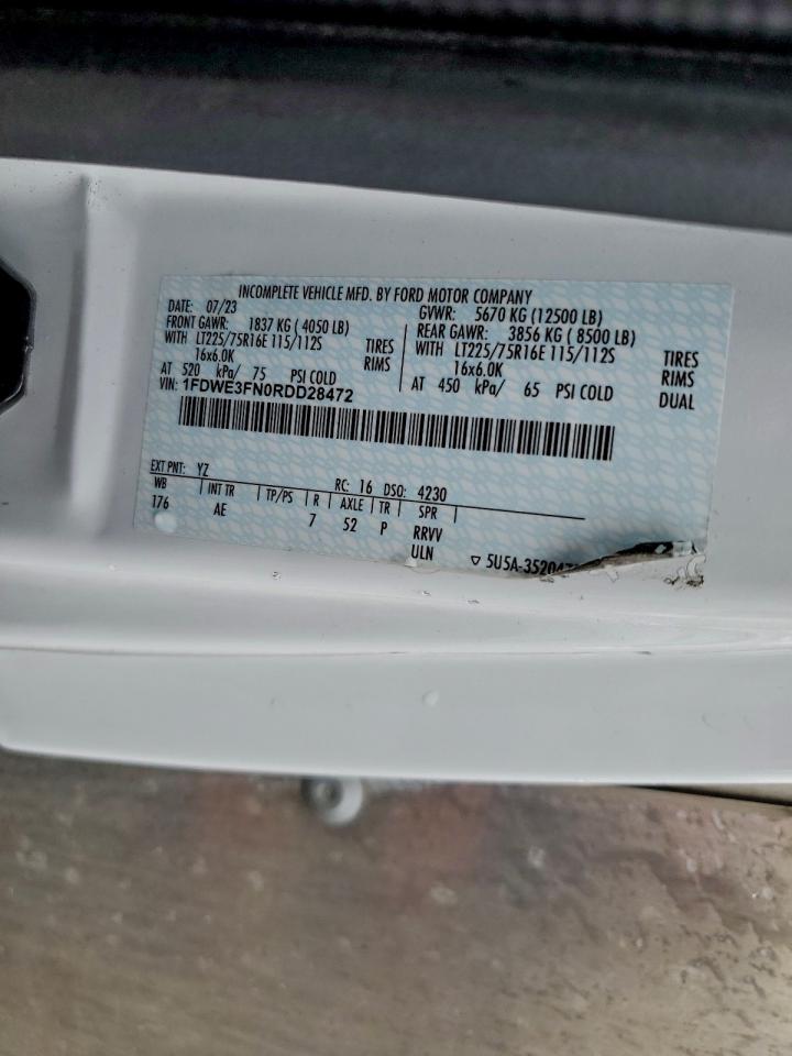 2024 Ford Econoline E350 Super Duty Cutaway Van VIN: 1FDWE3FN0RDD28472 Lot: 91607195
