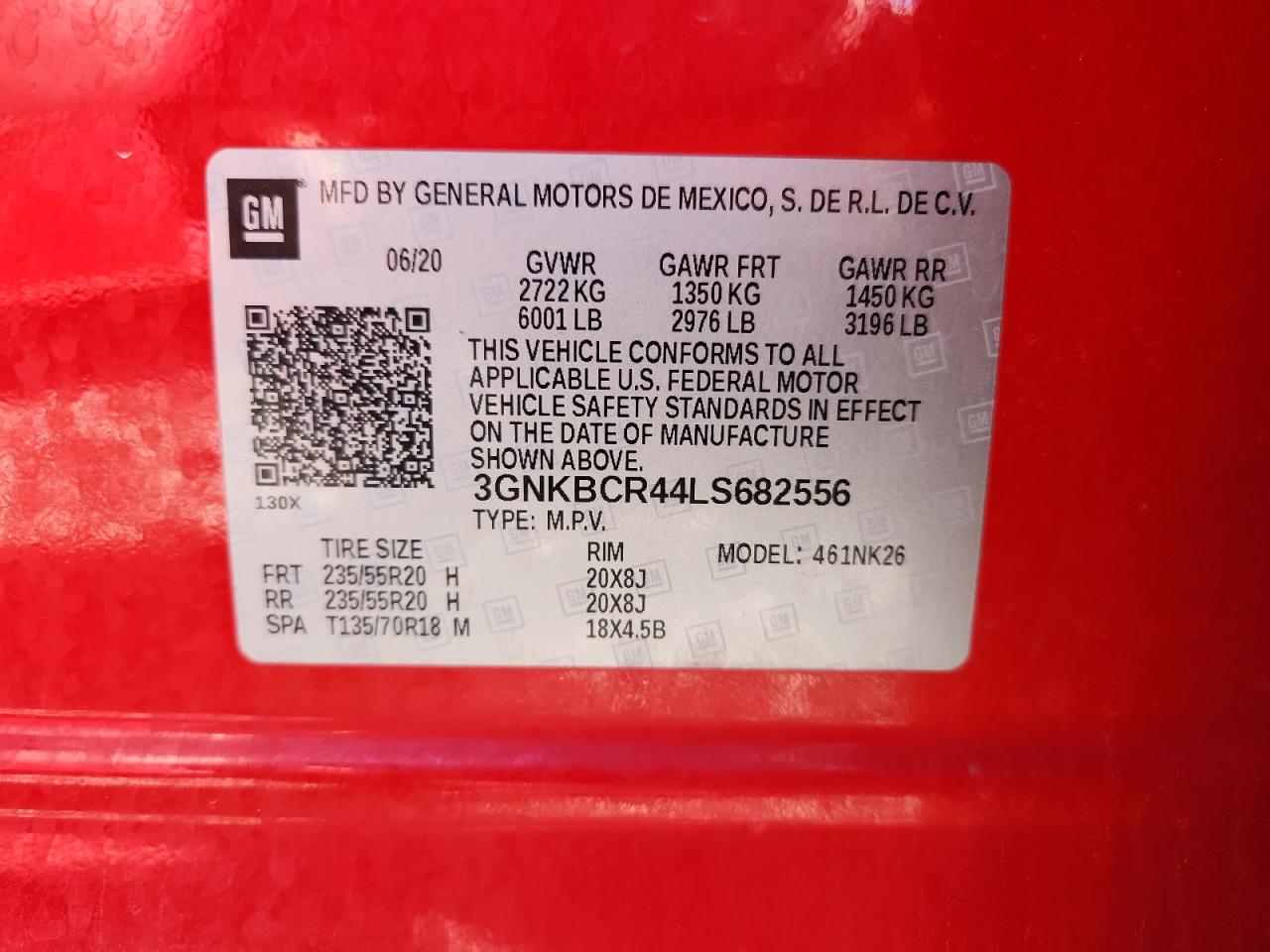 2020 Chevrolet Blazer 2Lt VIN: 3GNKBCR44LS682556 Lot: 91271515