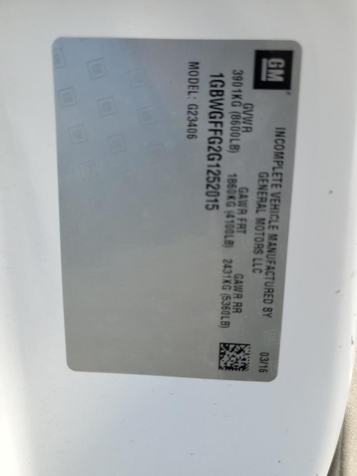 2016 Chevrolet Express 2500 VIN: 1GBWGFFG2G1252015 Lot: 90624255