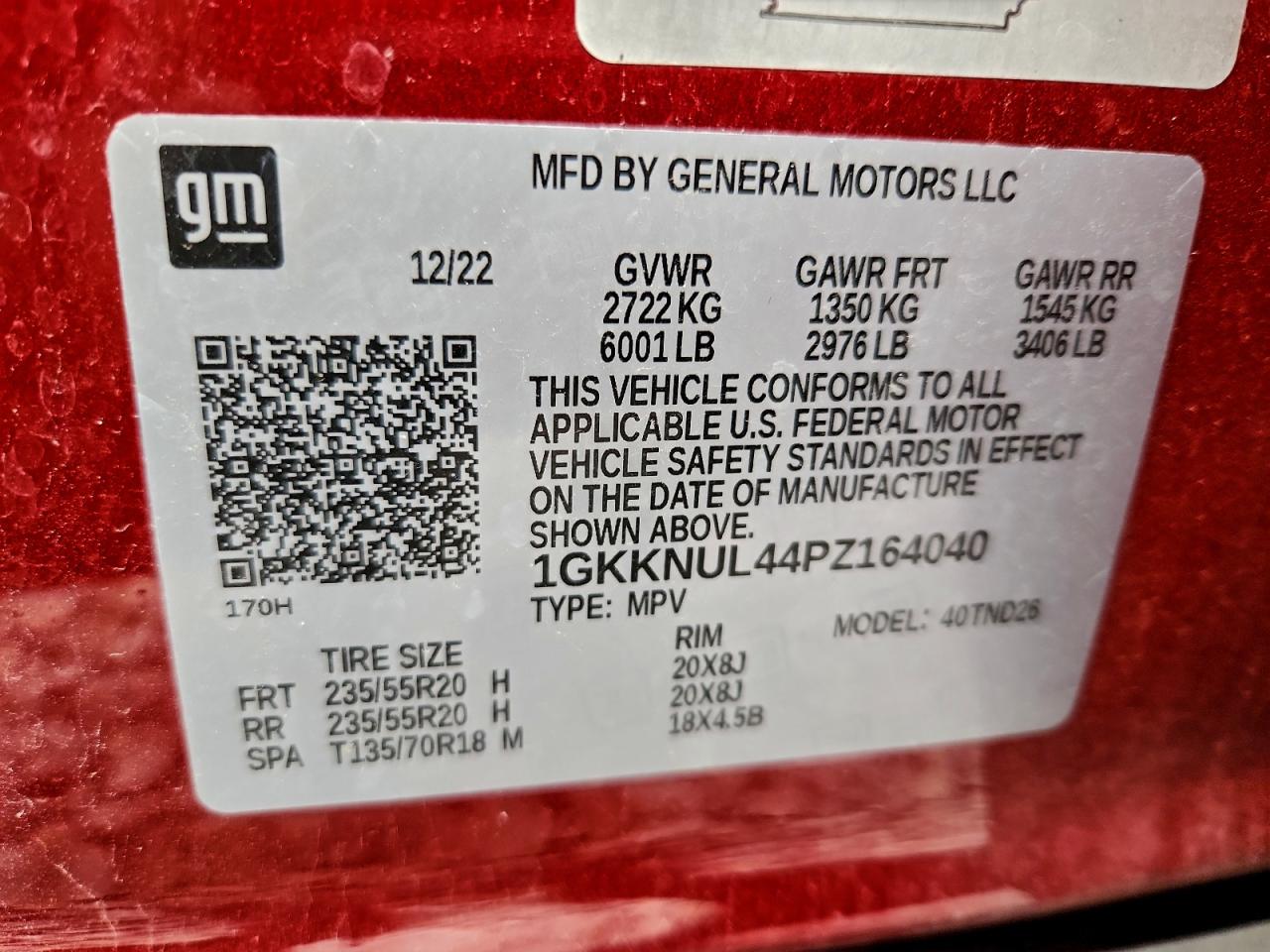 2023 GMC Acadia Slt VIN: 1GKKNUL44PZ164040 Lot: 94030585