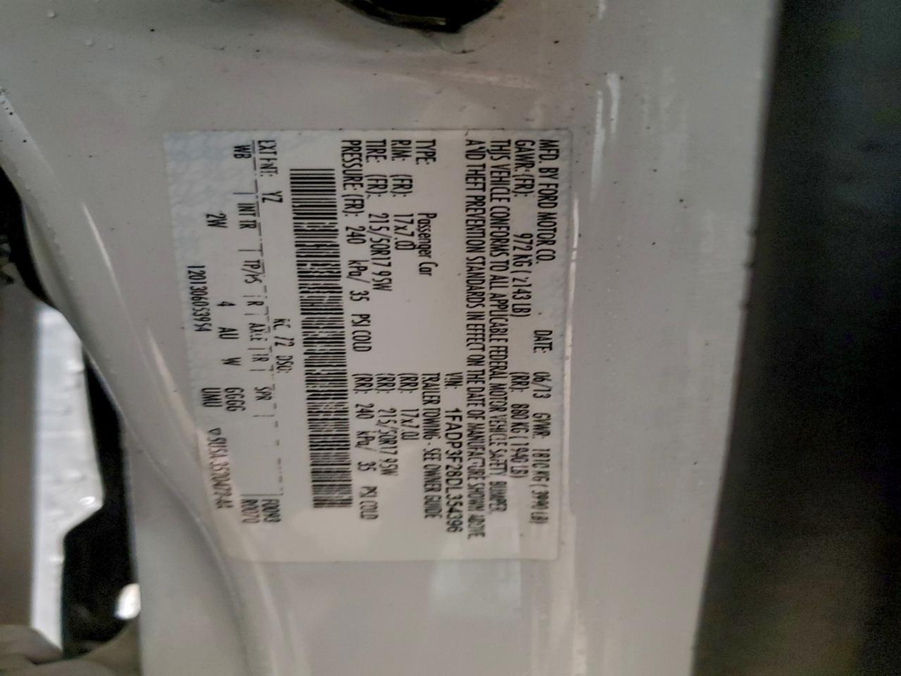 2013 Ford Focus Se VIN: 1FADP3F28DL354396 Lot: 94257475