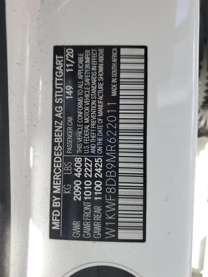 2021 Mercedes-Benz C 300 VIN: W1KWF8DB9MR622011 Lot: 91836665