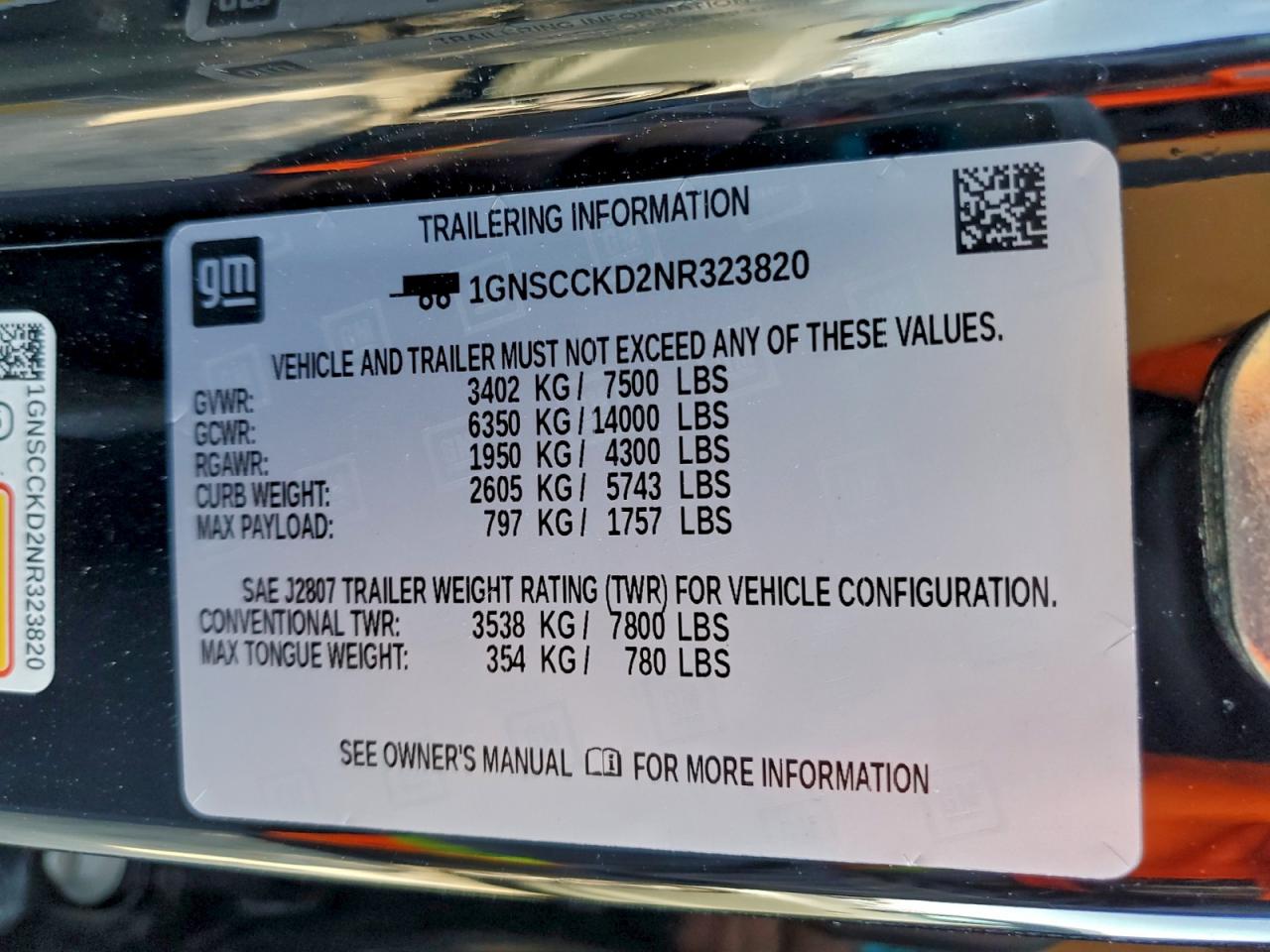 2022 Chevrolet Suburban C1500 Lt VIN: 1GNSCCKD2NR323820 Lot: 94179395