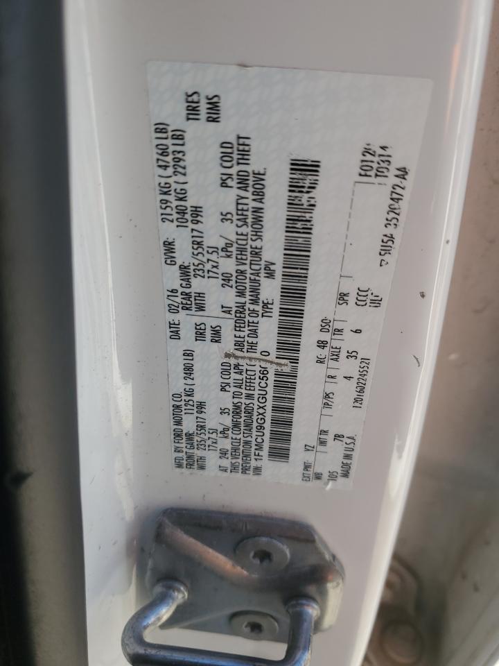 2016 Ford Escape Se VIN: 1FMCU9GXXGUC56010 Lot: 92056825