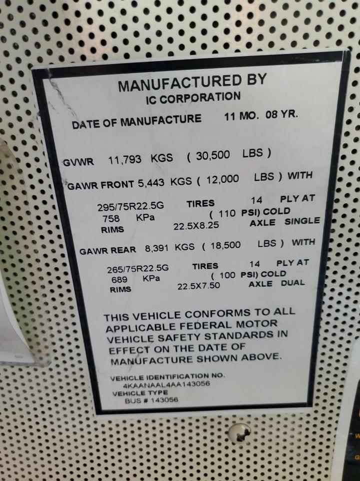 2010 Other Rv Icrp 3000 Fe VIN: 4KAANAAL4AA143056 Lot: 89702705