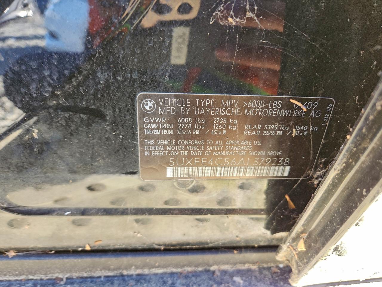 2010 BMW X5 xDrive30I VIN: 5UXFE4C56AL379238 Lot: 93843415