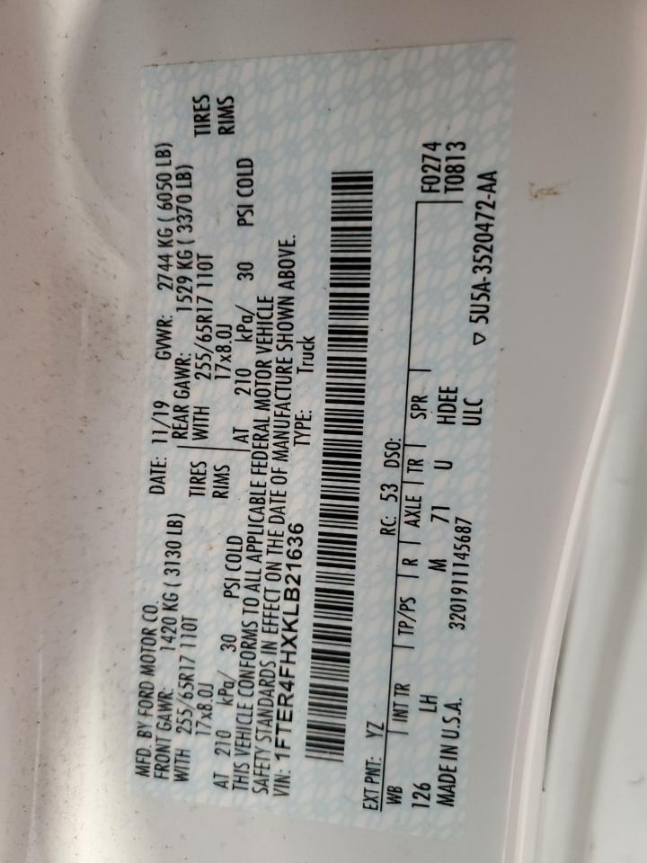 2019 Ford Ranger Xl VIN: 1FTER4FHXKLB21636 Lot: 92819005