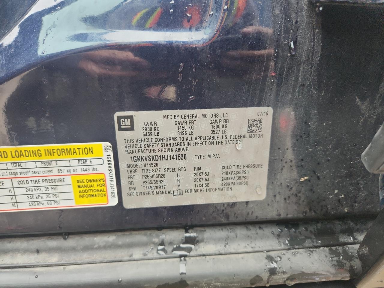 2017 GMC Acadia Limited Slt-2 VIN: 1GKKVSKD1HJ141630 Lot: 93185785