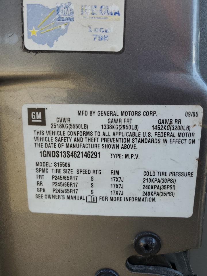 2006 Chevrolet Trailblazer Ls VIN: 1GNDS13S462146291 Lot: 91439245