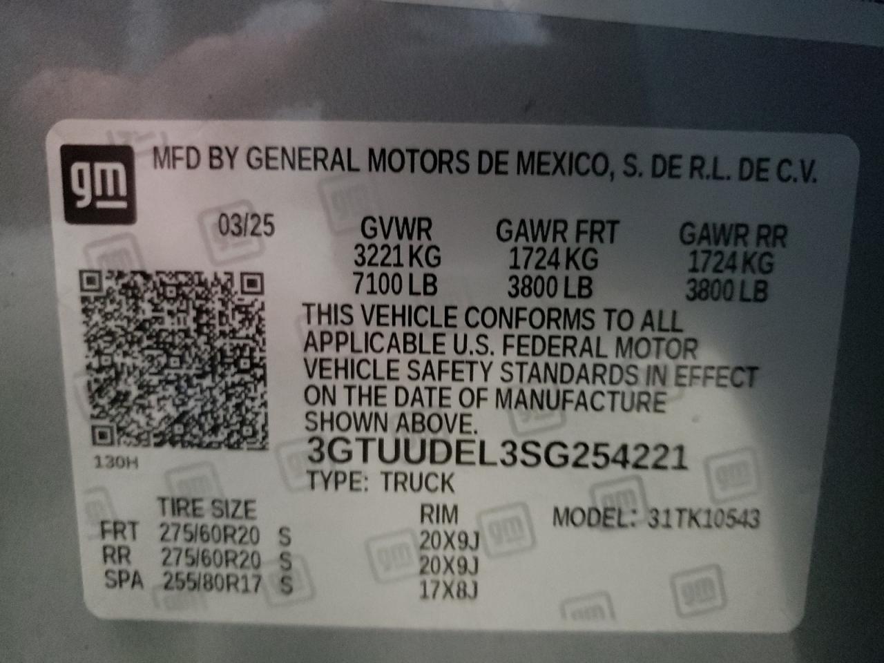 2025 GMC Sierra K1500 Slt VIN: 3GTUUDEL3SG254221 Lot: 93652135