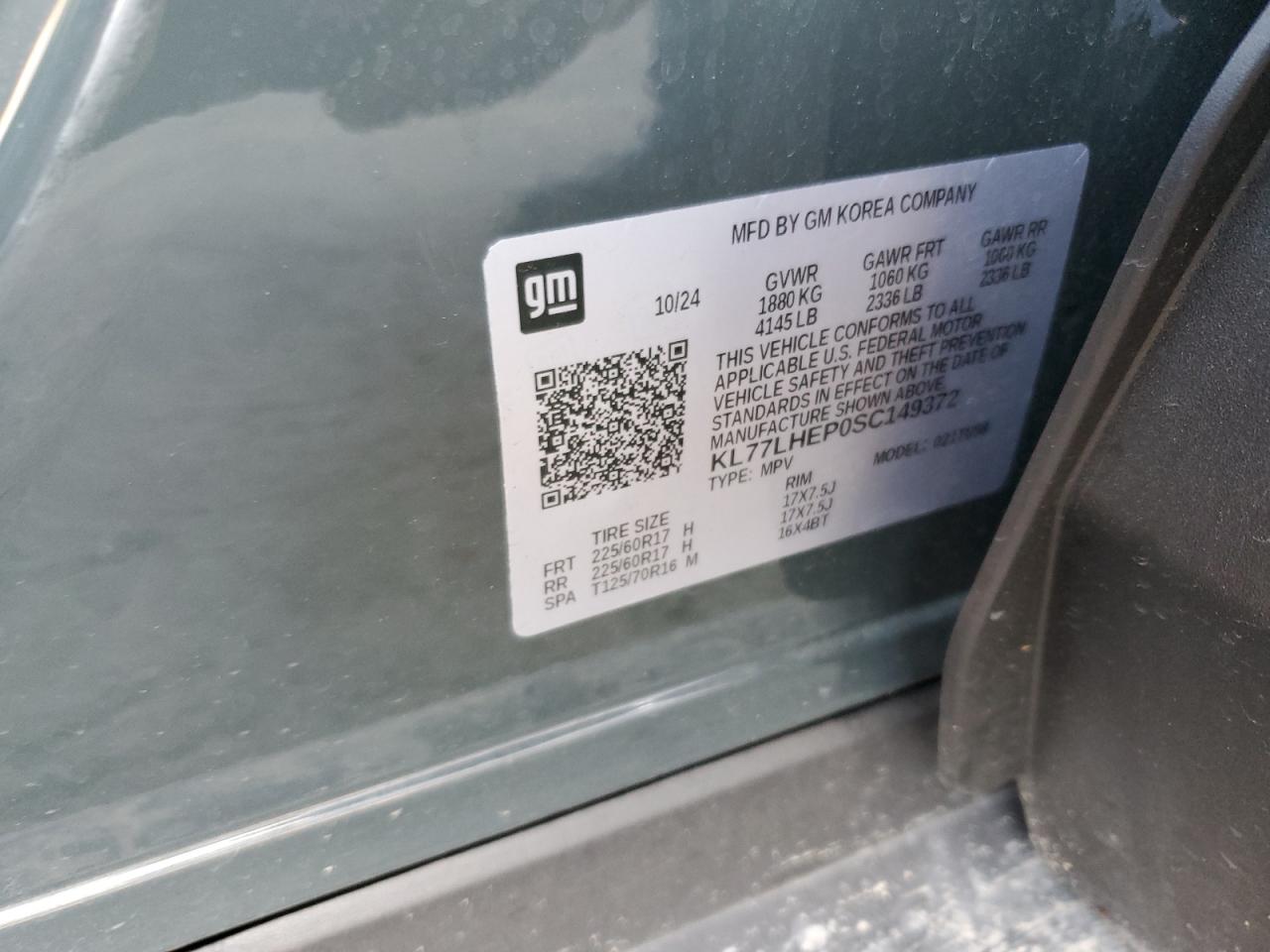 2025 Chevrolet Trax 1Lt VIN: KL77LHEP0SC149372 Lot: 92247535