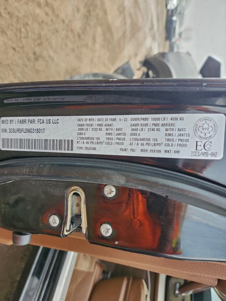 2022 Ram 2500 Laramie VIN: 3C6UR5FL5NG318017 Lot: 93100655