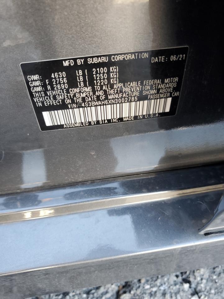 2022 Subaru Legacy Sport VIN: 4S3BWAH6XN3002785 Lot: 93515865