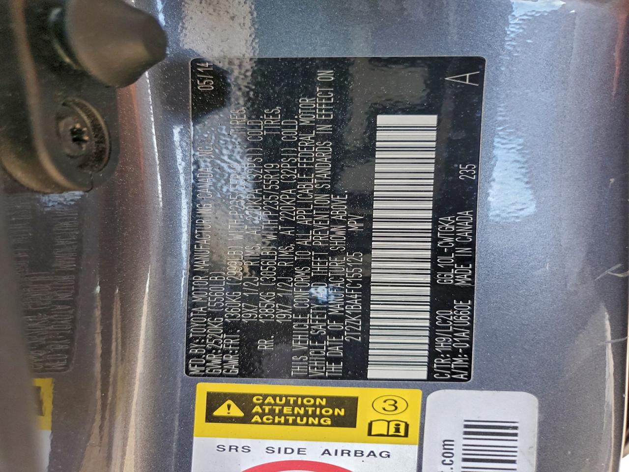 2015 Lexus Rx 350 VIN: 2T2ZK1BA4FC155125 Lot: 94435545