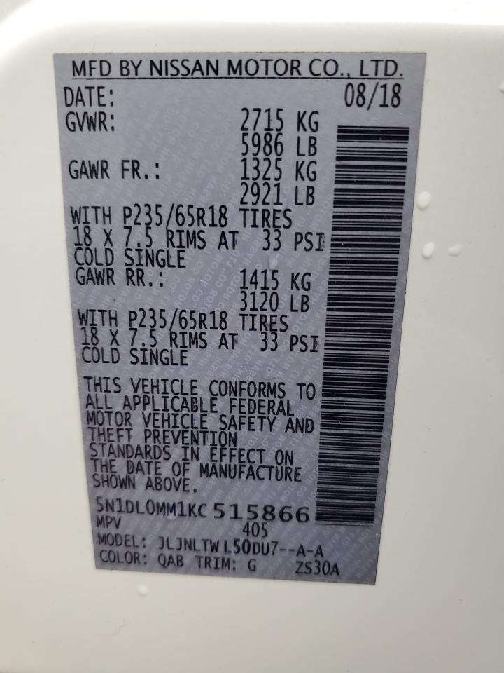 2019 Infiniti Qx60 Luxe VIN: 5N1DL0MM1KC515866 Lot: 93401585