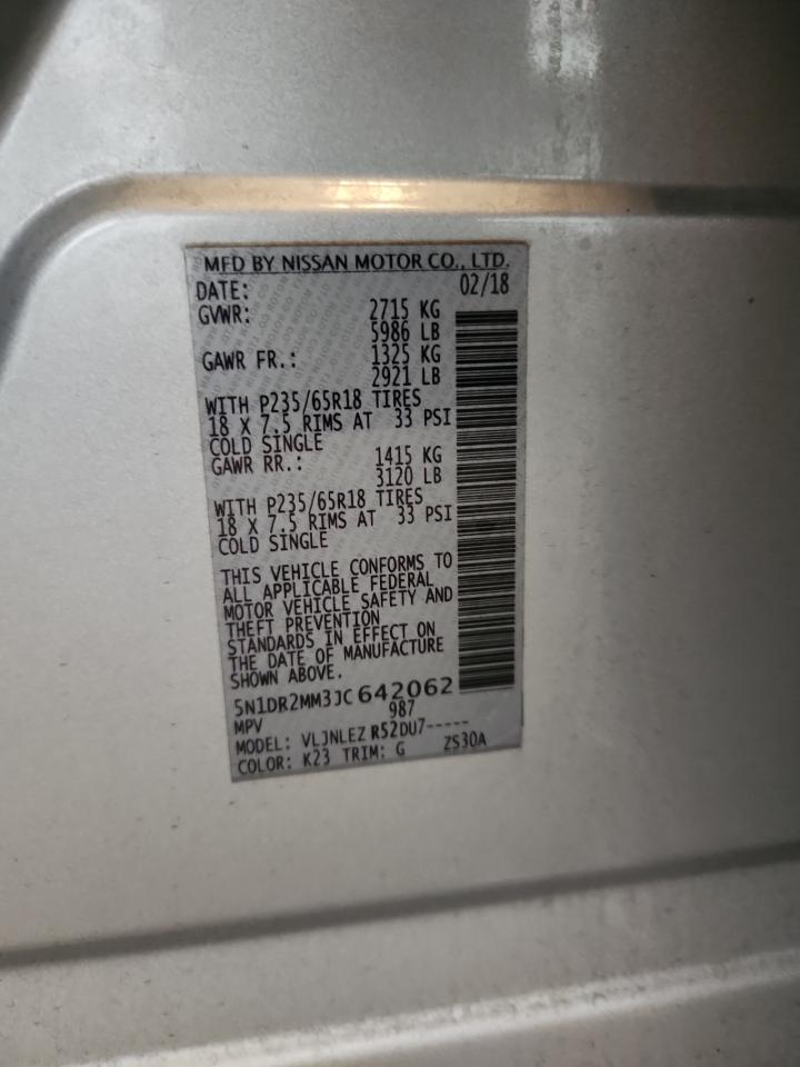 2018 Nissan Pathfinder S VIN: 5N1DR2MM3JC642062 Lot: 91693735