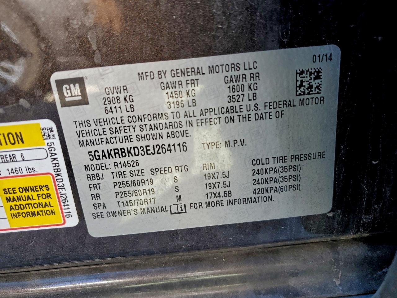 2014 Buick Enclave VIN: 5GAKRBKD3EJ264116 Lot: 92764335