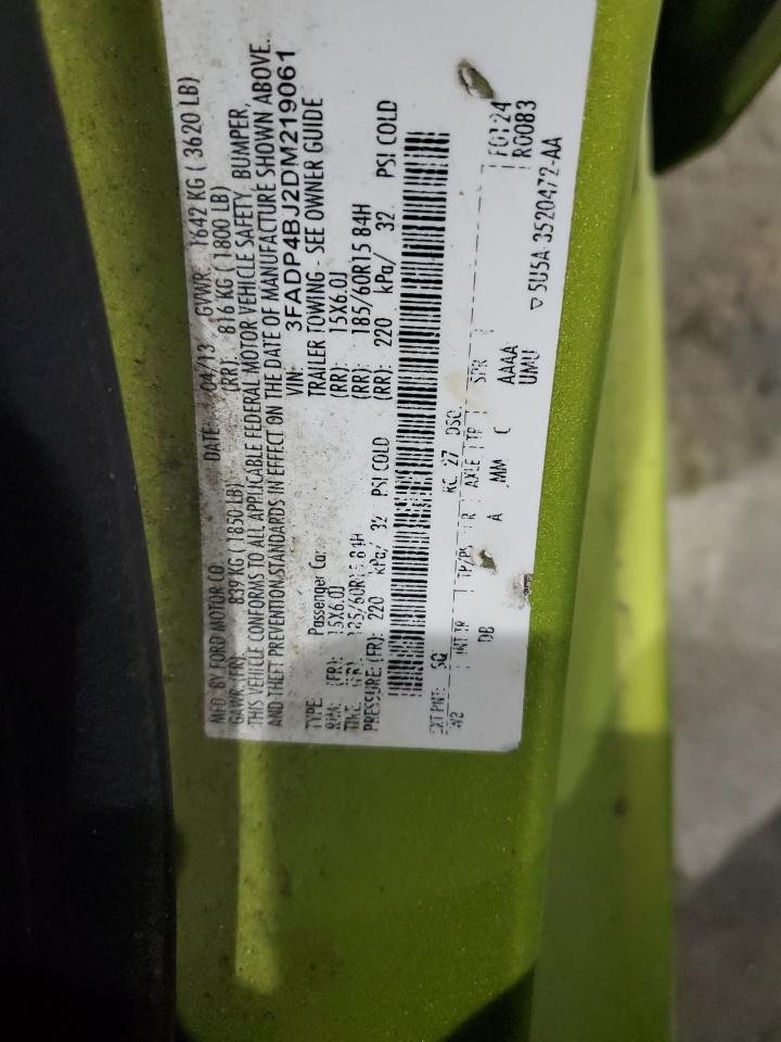 2013 Ford Fiesta Se VIN: 3FADP4BJ2DM219061 Lot: 91573595