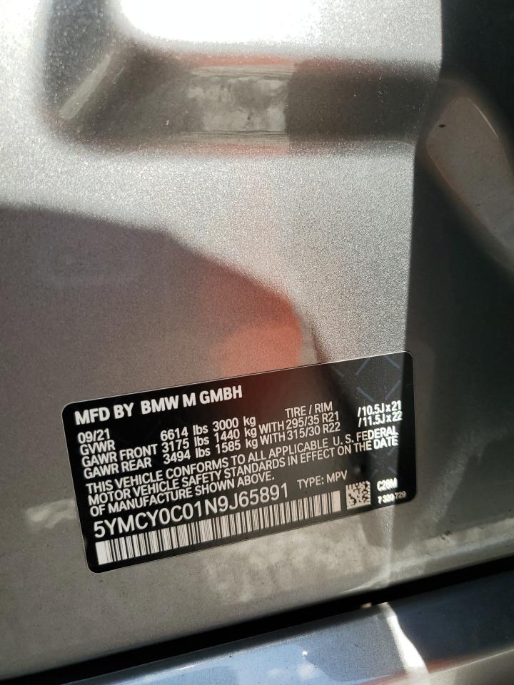 2022 BMW X6 M VIN: 5YMCY0C01N9J65891 Lot: 92664355