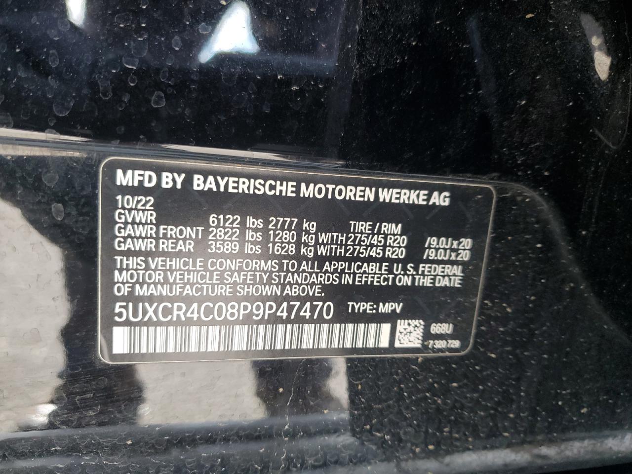 2023 BMW X5 Sdrive 40I VIN: 5UXCR4C08P9P47470 Lot: 91648945