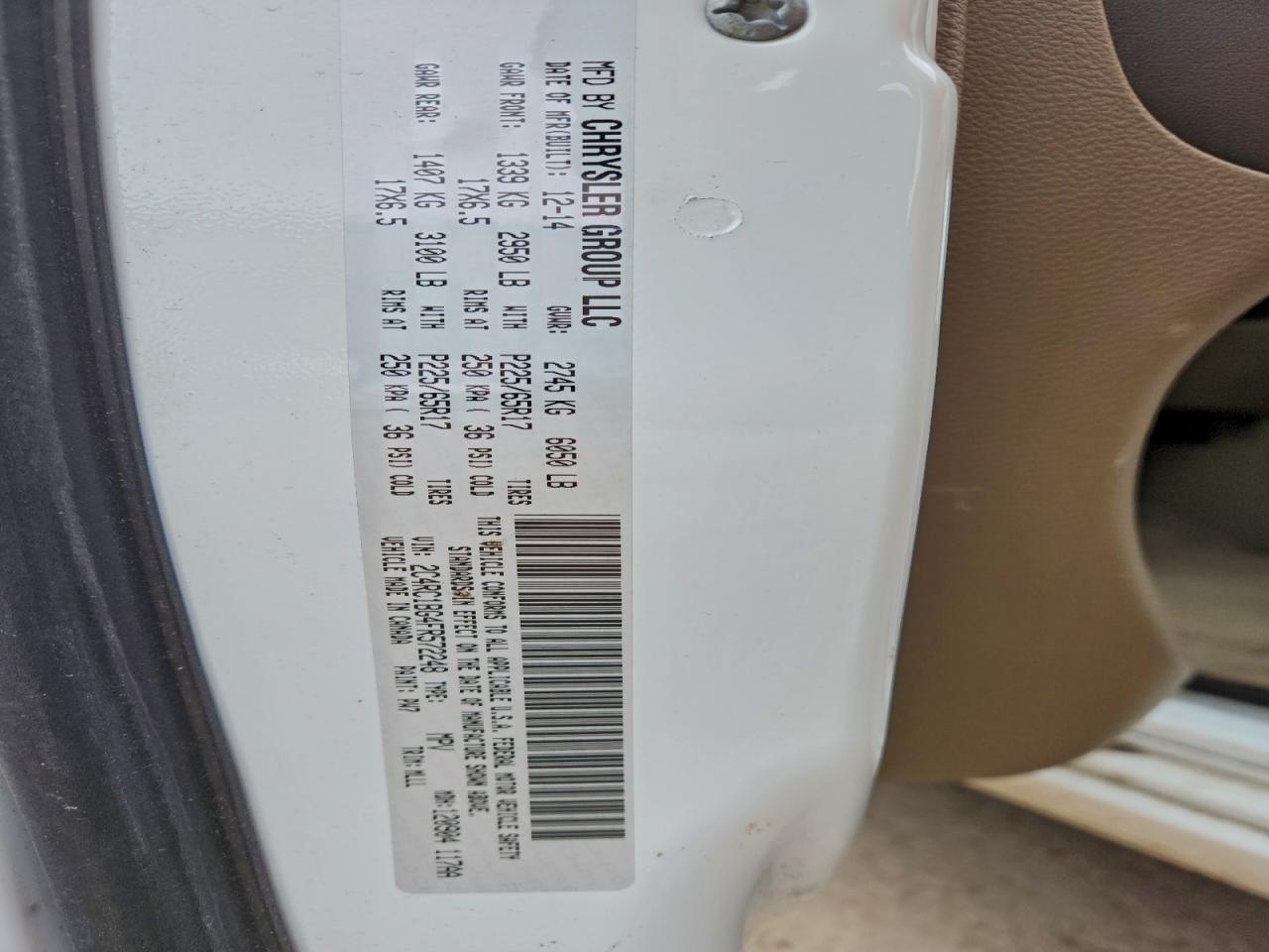 2015 Chrysler Town & Country Touring VIN: 2C4RC1BG4FR572248 Lot: 93824215