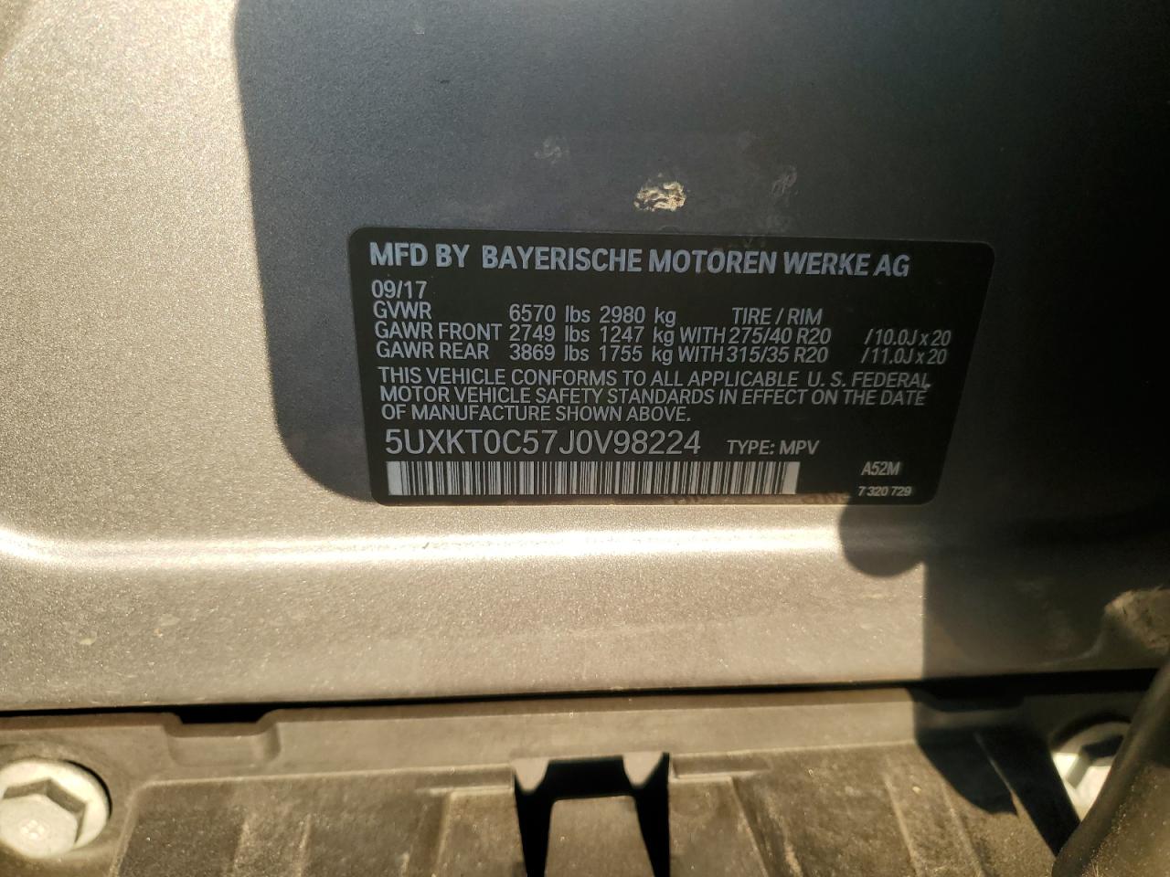 2018 BMW X5 Xdr40E VIN: 5UXKT0C57J0V98224 Lot: 90495185