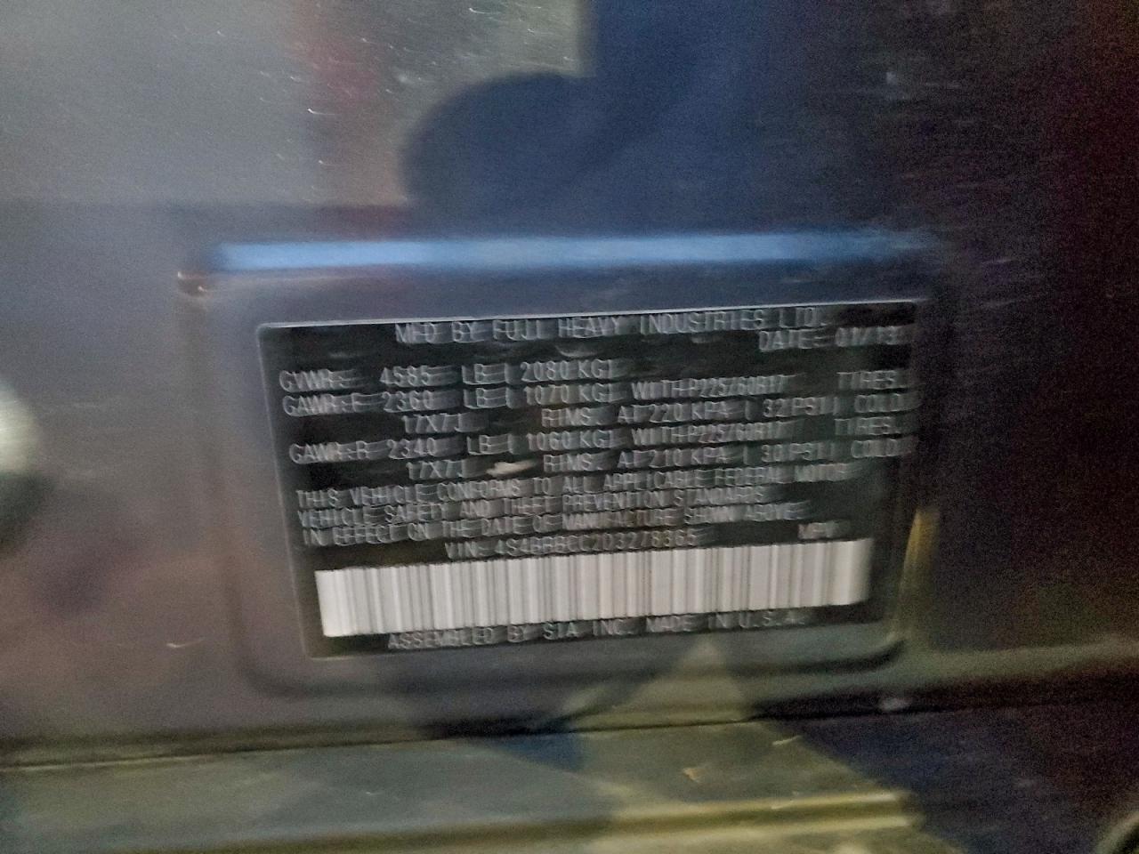 2013 Subaru Outback 2.5I Premium VIN: 4S4BRBCC2D3278365 Lot: 94549735