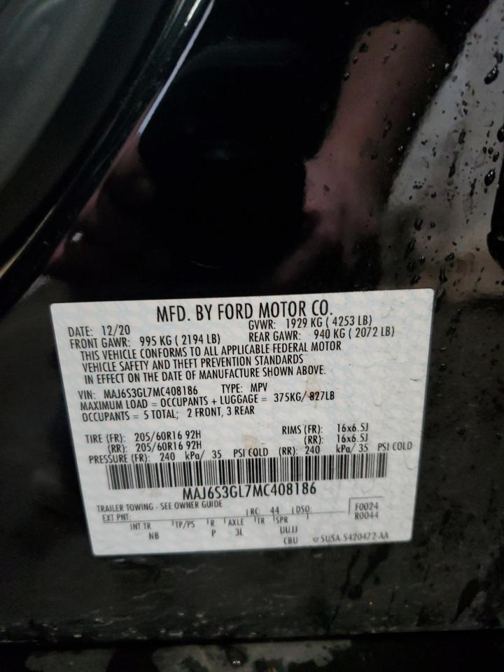 2021 Ford Ecosport Se VIN: MAJ6S3GL7MC408186 Lot: 90496025