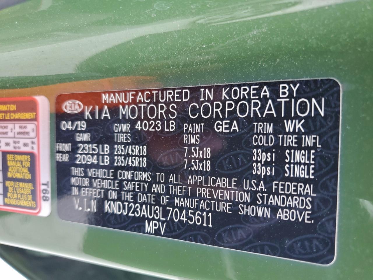 2020 Kia Soul Lx VIN: KNDJ23AU3L7045611 Lot: 94275295