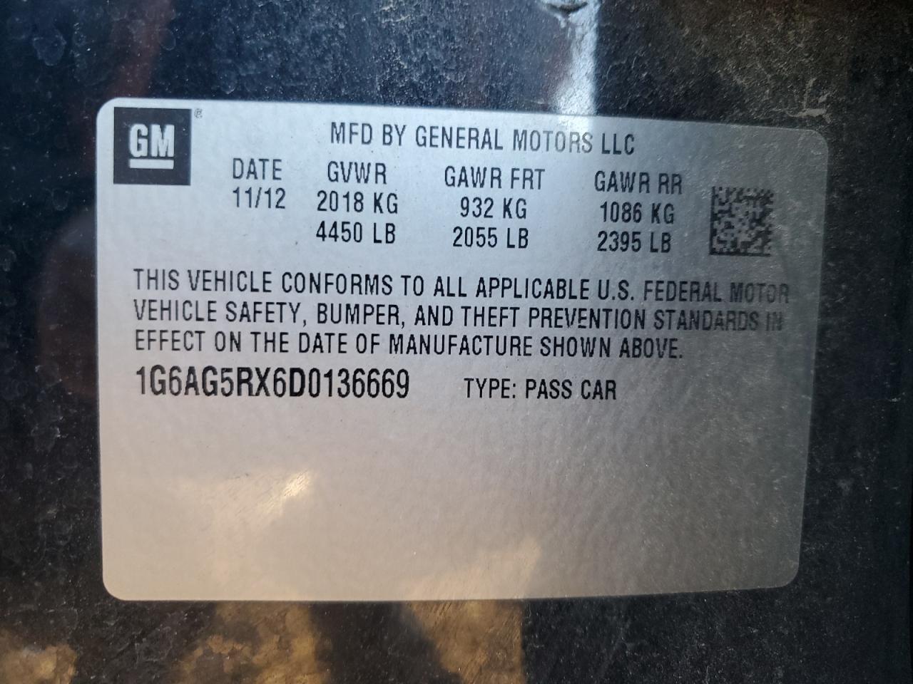 2013 Cadillac Ats VIN: 1G6AG5RX6D0136669 Lot: 91483005