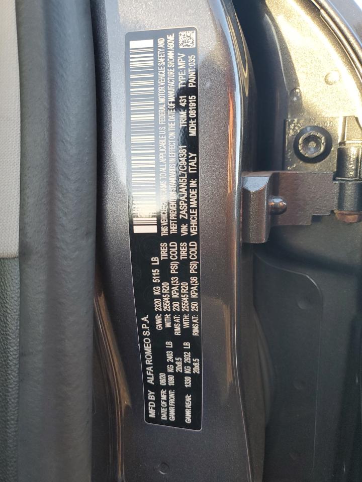 2020 Alfa Romeo Stelvio VIN: ZASPAJAN5L7C94381 Lot: 92272155