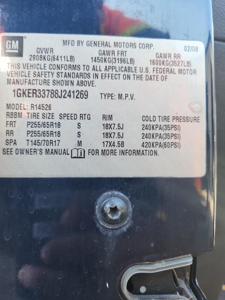 2008 GMC Acadia Slt-2 VIN: 1GKER33788J241269 Lot: 89891945