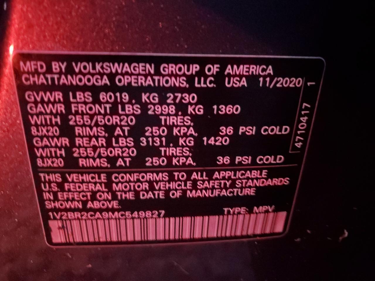 2021 Volkswagen Atlas Sel VIN: 1V2BR2CA9MC549827 Lot: 91115175