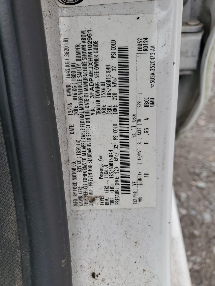 2017 Ford Fiesta Se VIN: 3FADP4EJXHM102961 Lot: 92084655