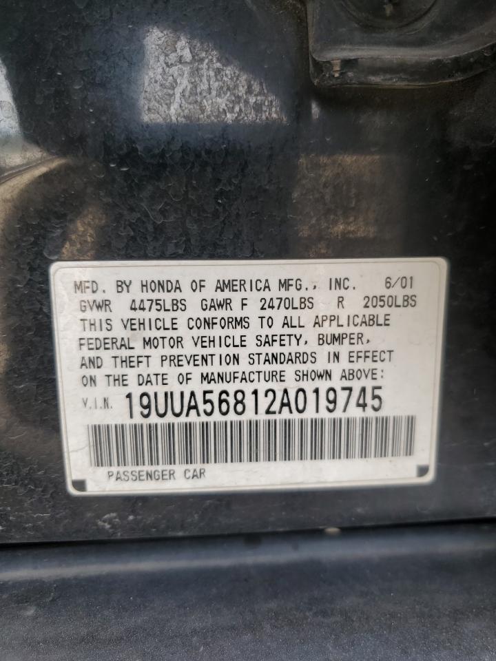 2002 Acura 3.2Tl Type-S VIN: 19UUA56812A019745 Lot: 92681125