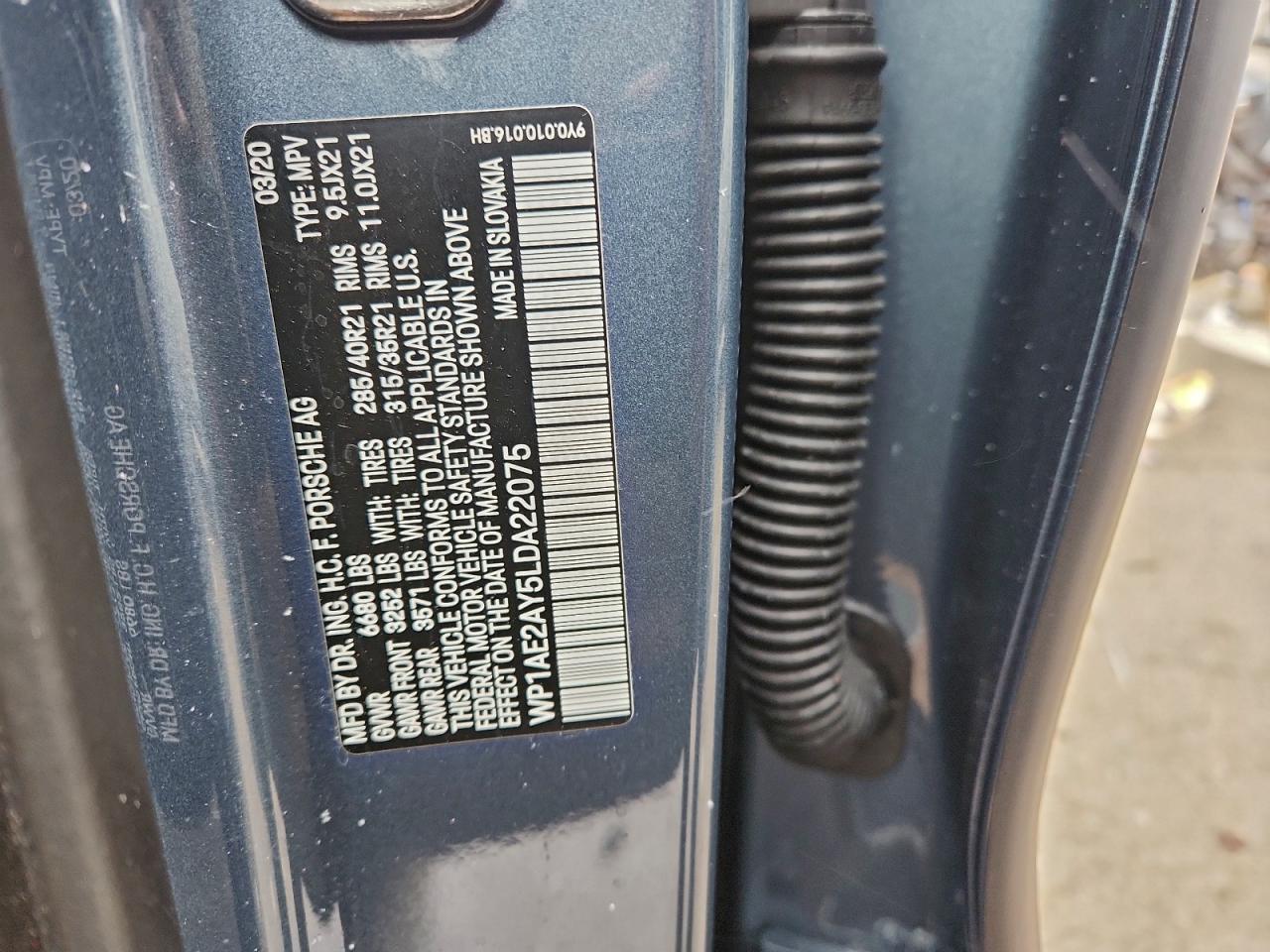 2020 Porsche Cayenne E-Hybrid VIN: WP1AE2AY5LDA22075 Lot: 94353785